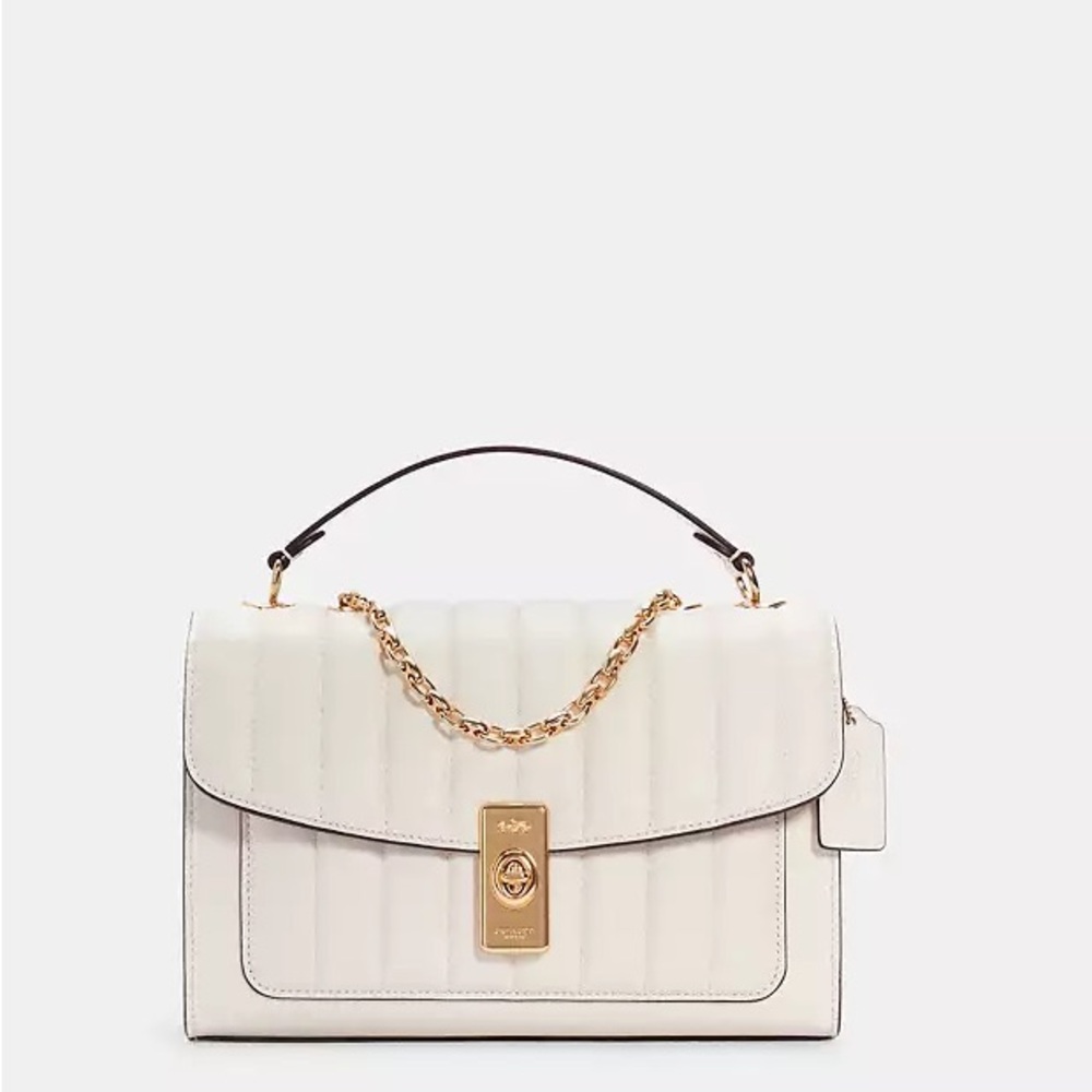 Coach Lane Shoulder Bag with Puffy Linear Quilting (Cream white)
